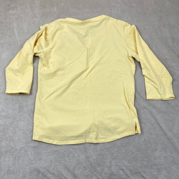 Woolrich Womens T-Shirt Medium Split Neck 3/4 Sleeve Pullover Casual Top Yellow - Picture 9 of 9